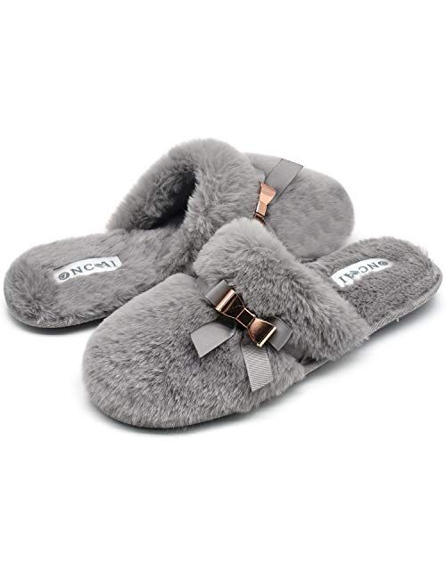 ONCAI Slippers for Women House Memory Foam Fuzzy Fluffy Furry Womens Slippers Cozy Warm Faux Fur Bedroom Ladies Slippers