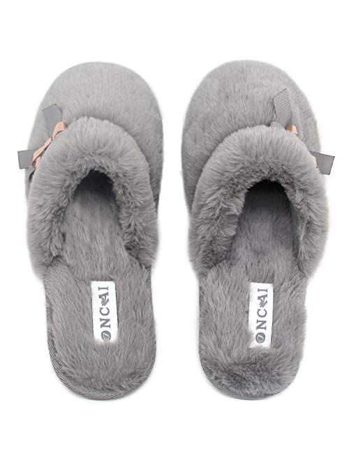 ONCAI Slippers for Women House Memory Foam Fuzzy Fluffy Furry Womens Slippers Cozy Warm Faux Fur Bedroom Ladies Slippers