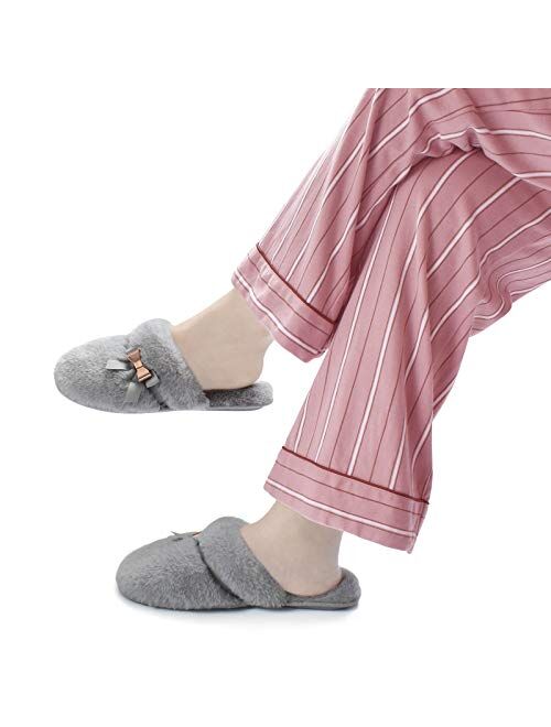 ONCAI Slippers for Women House Memory Foam Fuzzy Fluffy Furry Womens Slippers Cozy Warm Faux Fur Bedroom Ladies Slippers