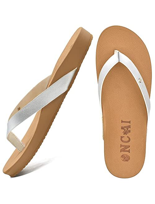 ONCAI Womens Flip Flops for Women Black for Girls Waterproof Outdoor Summer Beach Slippers with Arch Support Women Sandals