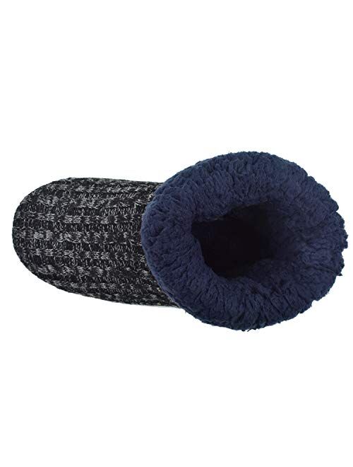 ONCAI Men's Slippers Handmade Woolen Yarn Indoor Slipper Boots Sherpa Lined