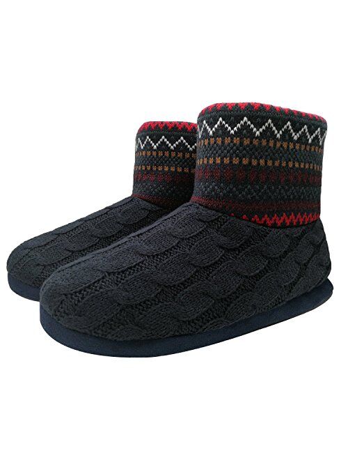 ONCAI Men's Slippers Handmade Woolen Yarn Indoor Slipper Boots Sherpa Lined