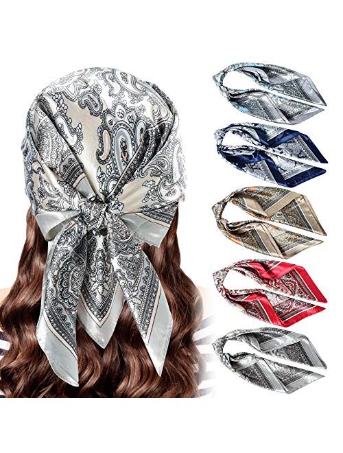 Stlvoll 100% Silk Head Scarf for Women - 27" Hair Scarves Satin Head Scarf Bandanas Square Silk Hair Night Sleeping with Gift Packed