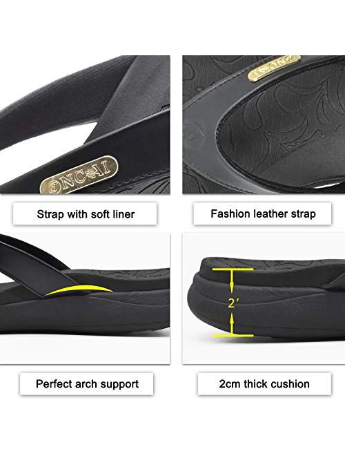 ONCAI Womens Fashion flip flops Ladies comfort orthotic Arch Support thong sandals with Soft thick cushion for summer beach