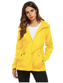 ZHENWEI Rain Jacket Women Waterproof with Lined Raincoat Outdoor Active Travel Hiking