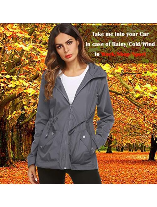 ZHENWEI Rain Jacket Women Waterproof with Lined Raincoat Outdoor Active Travel Hiking