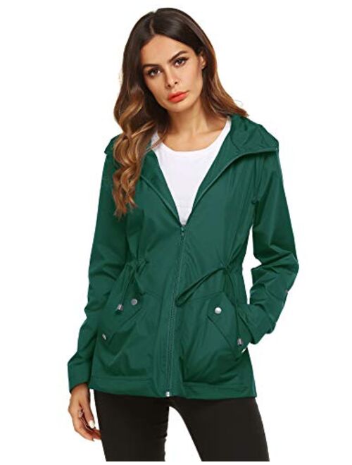 ZHENWEI Rain Jacket Women Waterproof with Lined Raincoat Outdoor Active Travel Hiking