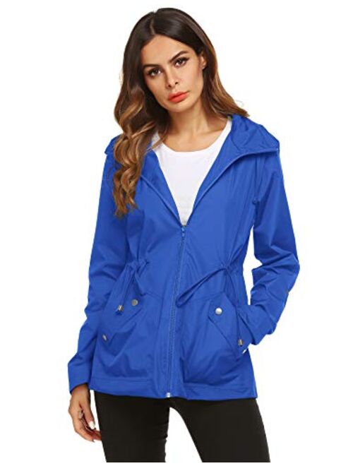 ZHENWEI Rain Jacket Women Waterproof with Lined Raincoat Outdoor Active Travel Hiking