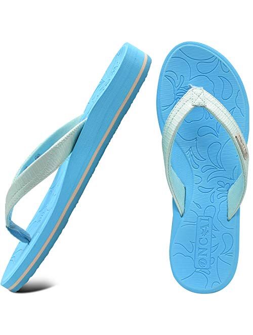 ONCAI Flip Flops For Women Yoga Mat Comfortable Beach Thong Sandals With Arch Support