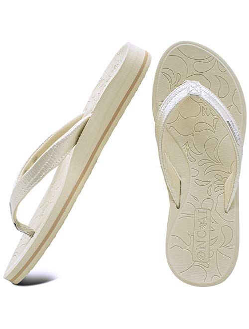 ONCAI Flip Flops For Women Yoga Mat Comfortable Beach Thong Sandals With Arch Support