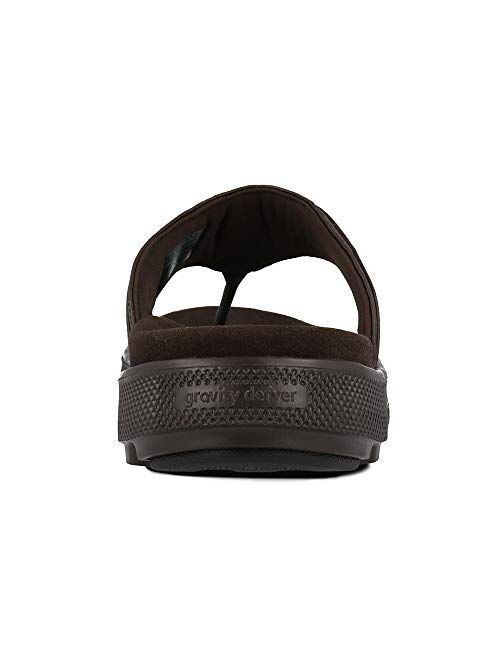 Gravity Defyer Men's G-Defy Tully Leather Sandal - VersoCloud Multi-Density Shock Absorbing Stress Recovery Flip Flops