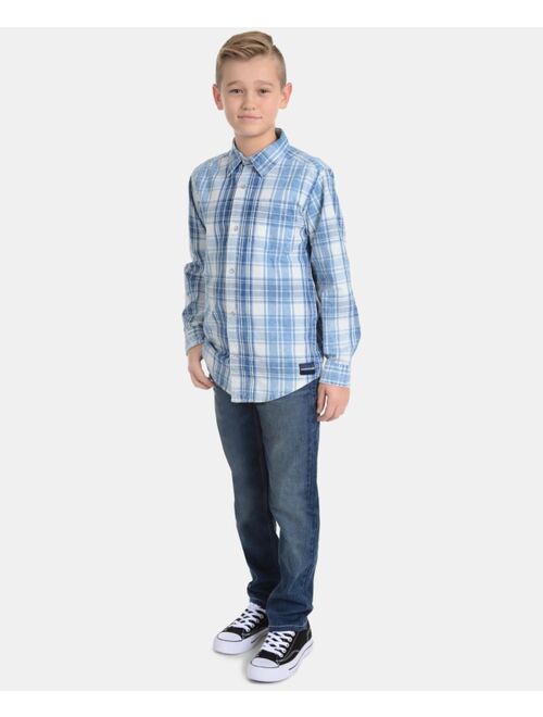 Calvin Klein Big Boys Washout Plaid Cotton Shirt