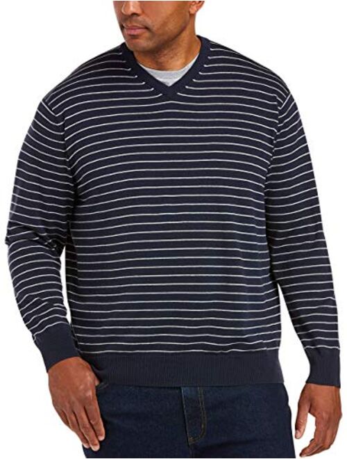 Amazon Essentials Men's V-Neck Stripe Sweater fit by DXL