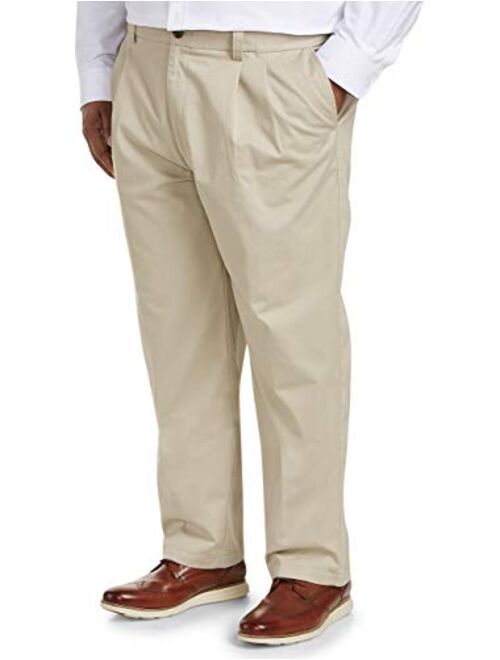 Amazon Essentials Men's Big & Tall Loose-fit Wrinkle-Resistant Pleated Chino Pant