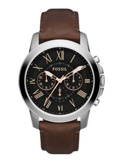 Men's Chronograph Grant Brown Leather Strap Watch 44mm FS4813