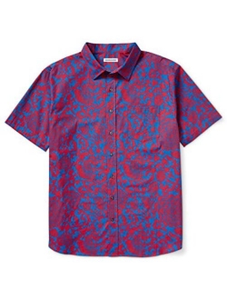 Men's Big & Tall Short-Sleeve Print Casual Poplin Shirt fit by DXL