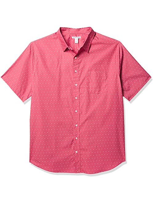 Amazon Essentials Men's Big & Tall Short-Sleeve Print Casual Poplin Shirt fit by DXL