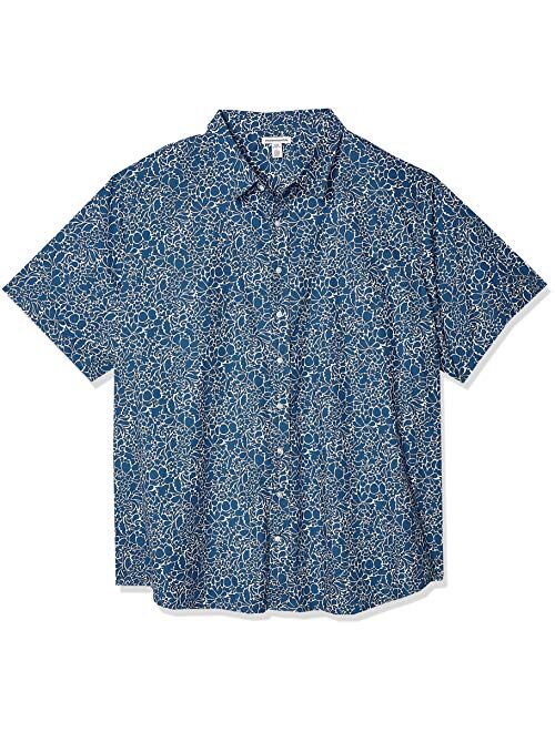 Amazon Essentials Men's Big & Tall Short-Sleeve Print Casual Poplin Shirt fit by DXL