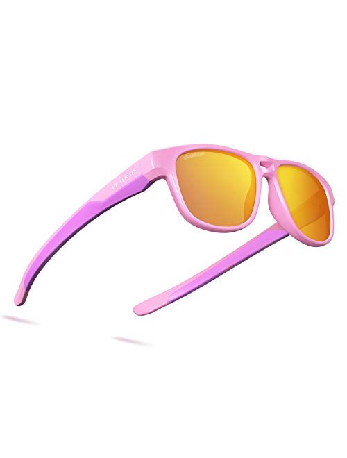 Kids Polarized Aviator Sunglasses TPEE Flexible Frame 100% UV Protection for Boys Girls Age 5-13