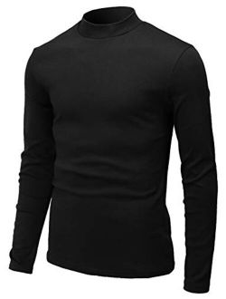 H2H Men's Casual Slim Fit Mockneck Pullover Rib Fabric Long/Short Sleeve