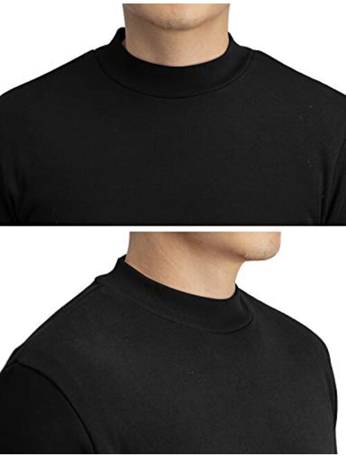 H2H Men's Casual Slim Fit Mockneck Pullover Rib Fabric Long/Short Sleeve