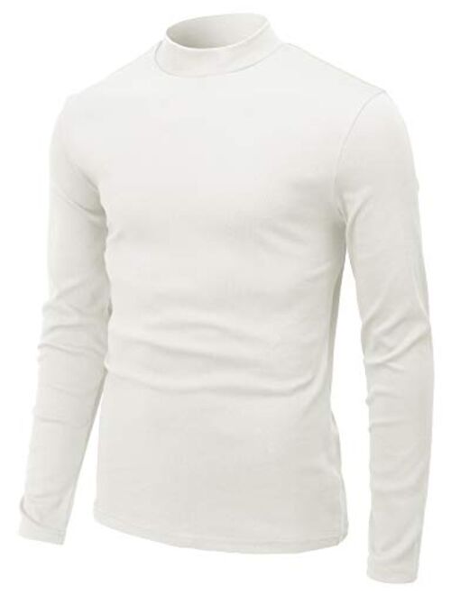 H2H Men's Casual Slim Fit Mockneck Pullover Rib Fabric Long/Short Sleeve