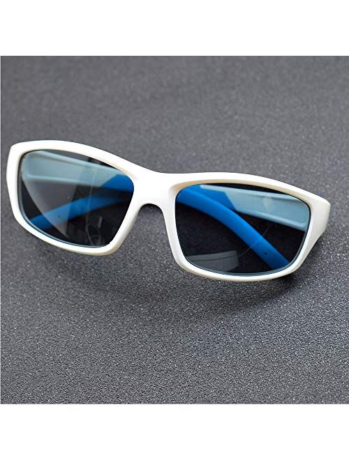Caalex Kids Sports Style Polarized Sunglasses Rubber Flexible Frame For Boys And Girls