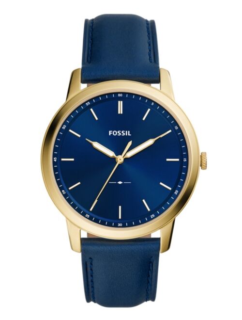 Fossil Men's Minimalist Navy Leather Strap Watch 44mm