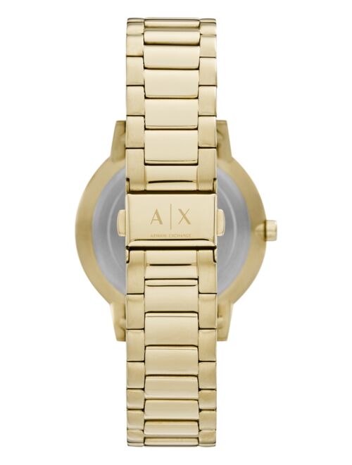 Armani Exchange Men's Cayde Gold-Tone Stainless Steel Bracelet Watch 42mm Gift Set