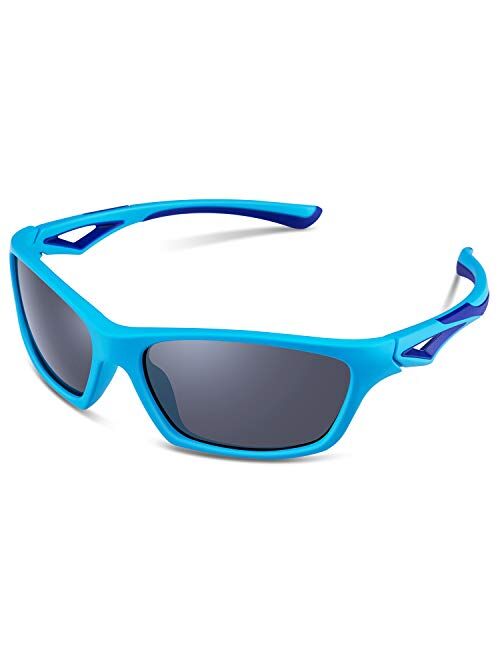 Kids Sunglasses TPEE Unbreakable Polarized Sports Glasses with Adjustable Strap For Boys Girls Age 3-7