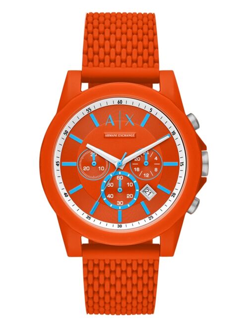 Armani Exchange Men's Chronograph Outerbanks Orange Silicone Strap Watch 44mm