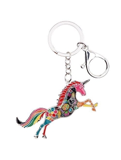 Enamel Alloy Horse Unicorn Key Chains Rings For Women Girl Car Purse bag Charms Gift Accessories Jewelry
