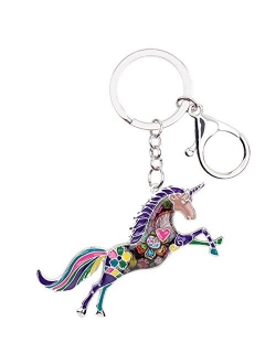 Enamel Alloy Horse Unicorn Key Chains Rings For Women Girl Car Purse bag Charms Gift Accessories Jewelry