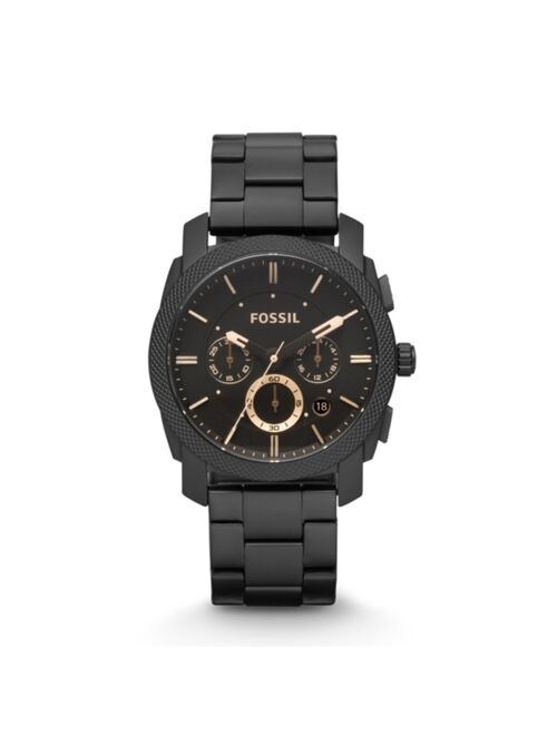 Fossil Machine Mid-Size Chronograph Black Stainless Steel Watch 42mm