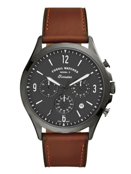 Fossil Men's Forrester Brown Leather Strap Watch 46mm