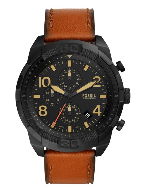 Fossil Men's Chronograph Bronson Brown Leather Strap Watch 50mm