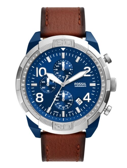 Fossil Men's Bronson chronograph movement, brown leather watch 50mm