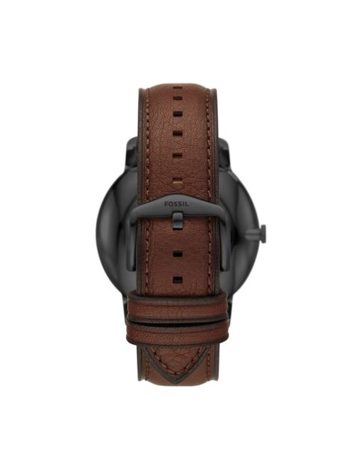 Fossil Men's Minimalist Brown Leather Strap Watch, 44mm