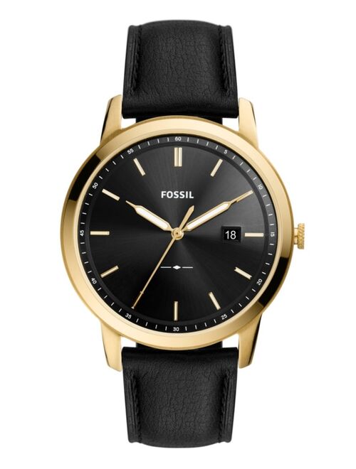 Fossil Men's Minimalist Black Leather Strap Watch, 44mm