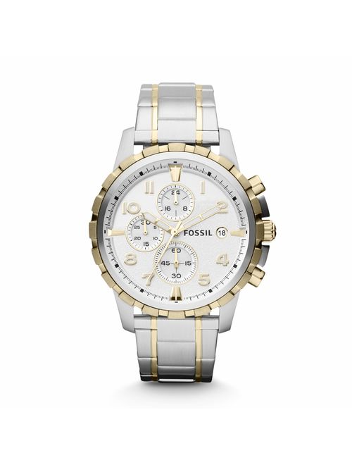 Fossil Men's Chronograph Dean Two-Tone Stainless Steel Bracelet Watch 45mm FS4795