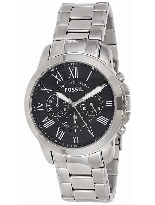 Fossil Men's Grant Stainless Steel and Leather Chronograph Quartz Watch