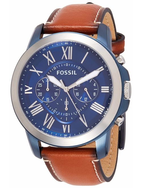 Fossil Men's Grant Stainless Steel and Leather Chronograph Quartz Watch