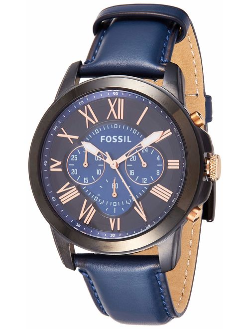 Fossil Men's Grant Stainless Steel and Leather Chronograph Quartz Watch