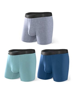 Men's 3 Pack Underwear Ultra Soft Comfy Breathable Bamboo Rayon Basic Boxer Briefs