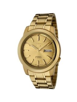 Men's SNKE56 Seiko 5 Automatic Gold Dial Gold-Tone Stainless Steel Watch