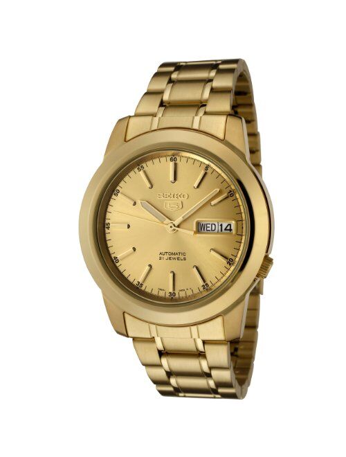 Seiko Men's SNKE56 Seiko 5 Automatic Gold Dial Gold-Tone Stainless Steel Watch