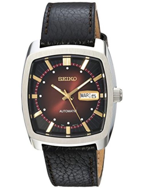 Seiko Men's RECRAFT Series Stainless Steel Automatic-self-Wind Watch with Leather Calfskin Strap, Black, 22 (Model: SNKP25)