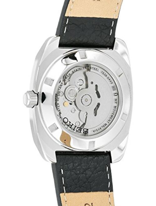 Seiko Men's RECRAFT Series Stainless Steel Automatic-self-Wind Watch with Leather Calfskin Strap, Black, 22 (Model: SNKP25)