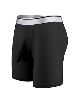Men's Underwear Silky Smooth Boxer Briefs Long Leg Quick Dry Boxer Briefs with Separate Pouch
