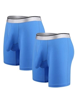 Men's Underwear Silky Smooth Boxer Briefs Long Leg Quick Dry Boxer Briefs with Separate Pouch